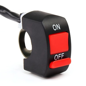 Interrupteur à bouton poussoir marche/arrêt pour guidon de <span class=keywords><strong>moto</strong></span> de 22 mm, compatible avec les motos tout-terrain, les VTT, les vélos électriques et les scooters - Product Image 1