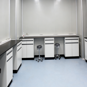 Banc <span class=keywords><strong>de</strong></span> travail <span class=keywords><strong>de</strong></span> <span class=keywords><strong>laboratoire</strong></span> en acier moderne résistant aux produits chimiques avec armoires <span class=keywords><strong>de</strong></span> rangement pour l'utilisation en atelier scolaire - Product Image 3