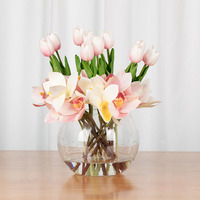 Vase en verre transparent en forme de boule au design classique stocké en gros pour table de mariage hydroponique