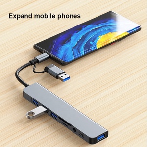 Phổ 8-Cổng USB Hub Loại C USB 3.0 Giao Diện Kép Docking <span class=keywords><strong>Station</strong></span> Cho Điện Thoại Di Động Máy Tính Xách Tay Nhanh Chóng Truyền Dữ Liệu Kho - Product Image 3
