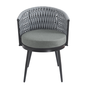 Modern Outdoor Dining Chair-<b>Rope</b> <b>Light</b> Gray Cushion Waterproof Weather-Resistant Patio Furniture with Wood Legs MP2 Set 2 - Product Image 2