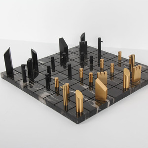 Échiquier <span class=keywords><strong>XO</strong></span> classique personnalisable avec pièces métalliques multicolores, décoration de table en or noir - Product Image 4