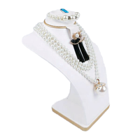 Mannequin de présentation de bijoux en cuir PU blanc personnalisable, élégant, pour colliers, bracelets, bagues et boucles d'oreilles