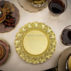 Bandeja de Frutas de Alta Calidad, Plato para Dim Sum, Estilo Europeo, Dorado Antiguo, Platos Redondos de Plástico para Bodas y Hoteles - Product Image 4