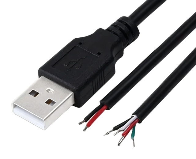 USB a Male to 4 Pin Bare Wire 24AWG 5V/1A Pigtail Wire Open End Power Cable USB Equipment Installed 2/ 4 Cores DIY Cable