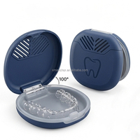 Boîte en plastique colorée avec logo personnalisé pour appareils dentaires orthodontiques invisibles, aligneurs, étui de maintien avec miroir et aération