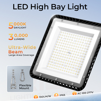 Lampu Gudang Garasi IP65 150W 120-130LM/W Desain Persegi DOB Anti Silau LED Ufo High Bay Light