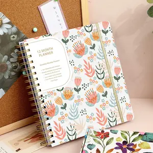 OEM Factory Custom Notebooks Flower Goals Planner Wire-O Binding Monthly Journal With Elastic Closure Notebooks For Students