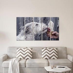 Lienzo Impreso: Perro Comiendo Helado, Arte de Perro Adorable, Juego de 5 Lienzos - Product Image 3