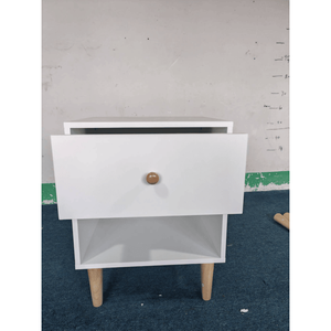 Mesita de noche de madera maciza DB 23,22 ''H con un cajón y un estante Diseño moderno Acabado blanco para niños y adultos para uso en el dormitorio - Product Image 2
