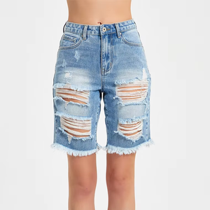 Shorts <span class=keywords><strong>Bermuda</strong></span> en <span class=keywords><strong>jean</strong></span> taille haute pour <span class=keywords><strong>femme</strong></span>, coupe droite ample, longueur genou, style décontracté d'été Y2K, streetwear <span class=keywords><strong>boyfriend</strong></span> - Product Image 1