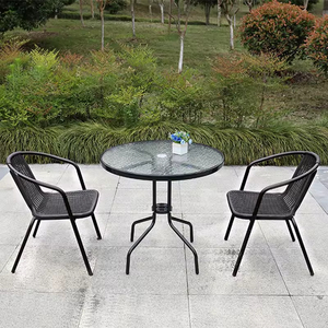 Bộ bàn ghế ngoài trời bán chạy, chất liệu nhựa giả mây, có thể xếp chồng, gồm bàn và ghế - Product Image 2