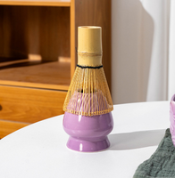 Coffret Cadeau de Voyage Matcha Fleur : Fouet et Bol à Matcha, Boîte Personnalisée avec Logo, Kit d'Accessoires Faits Main pour le Thé Matcha