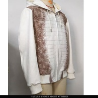 Veste de baseball unisexe de luxe décontractée pour homme et femme en cuir de crocodile d'Himalaya véritable avec capuche