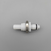 Raccord rapide chromé en POM blanc 3/16 avec valve d'arrêt pour montage sur panneau, raccord femelle 0,8 BAR