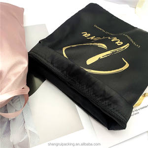 奢华缎子袋头发包装假发袋真丝缎子防尘袋文胸定制女性性感内衣缎子旅行袋 - Product Image 4