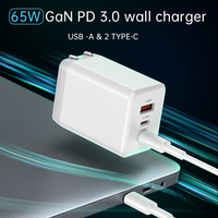 Chargeur Mural de Voyage Rapide GaN USB-C 65W PPS, Charge Rapide PD 65W GaN pour Ordinateur Portable Type-C, iPhone, iPad, MacBook, Drone