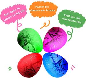 60 œufs de dinosaure à faire éclore, œufs de dinosaure à faire éclore dans l'eau, à faire craquer avec des couleurs assorties, <span class=keywords><strong>jeu</strong></span> de <span class=keywords><strong>chasse</strong></span>, cadeaux de fête - Product Image 5