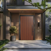 Porte d'entrée en bois massif de grande taille, fabriquée sur mesure pour les solutions d'entrée de maisons modernes