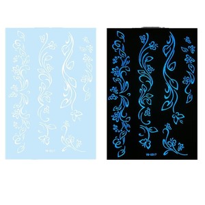 Autocollant de tatouage temporaire qui brille dans la nuit, motif de fleurs et de papillons, art corporel imperméable pour femmes et hommes, décoration de fête, dure 1 à 3 semaines - Product Image 2