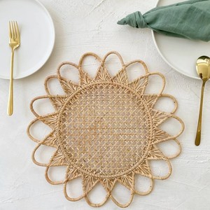 Wholesale Natural Flower Rattan Placemats Rattan <b>Wall</b> Decoration Rattan Placemat Handmade in Vietnam - Product Image 1