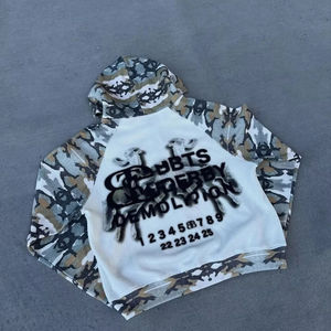 사용자 정의 남자의 100% 면 XXS 와플 니트 전체 지퍼 후디 슈퍼 무거운 위장 대형 하이퍼 핏 가을 두꺼운 와플 니트 염료 - Product Image 2