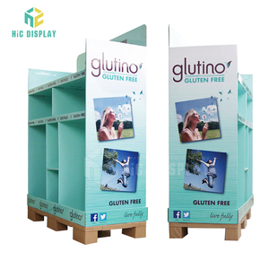 Siêu Thị Chuỗi Cửa Hàng Hiển Thị Đồ Uống Thực Phẩm Snack Pet Mèo Thực Phẩm Xếp Chồng Giấy Các Tông Sóng Sàn <span class=keywords><strong>Pallet</strong></span> Hiển Thị - Product Image 2