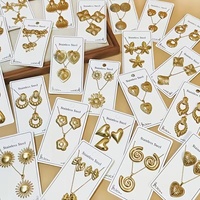 Conjunto de Joyería de Moda, Nuevo y Popular, Collar y Aretes Geométricos de Acero Inoxidable con Baño de Oro de 18K, Personalizados, para Regalo