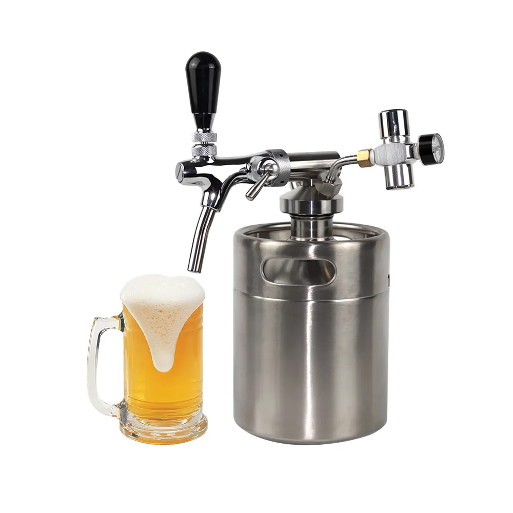 stainless steel 5L mini beer keg with CO2 tapping system