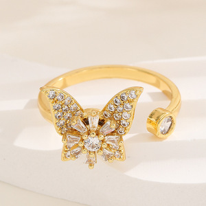 Sunflower Crystal Zircon Anti Stress <strong>Anxiety</strong> <strong>Ring</strong> Fidget <strong>Spinner</strong> <strong>Rings</strong> Adjustable Rotating <strong>Rings</strong> for Women Anillos Mujer - Product Image 6