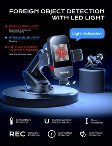 15 Wát nhanh chóng sạc xe hơi không dây với tự động kẹp điện thoại chủ nam châm giữ xe hàng đầu bán không Dây sạc xe núi - Product Image 6