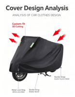 Housse de protection intégrale épaissie populaire pour moto et véhicule électrique avec film en aluminium, protection contre la pluie, le soleil et la poussière