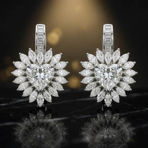 Heart Cut Diamond Drop <b>Earrings</b> 925 <b>Silver</b> Rhodium Plated Luxury Women <b>Wedding</b> Jewelry - Product Image 2