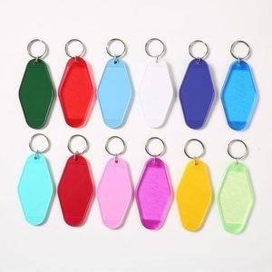 <b>Custom</b> Promotional Blank Silk Screen Acrylic Material <b>Key</b> Tags Plastic Vintage Motel Room Hotel Keychain for Logo Printing - Product Image 1