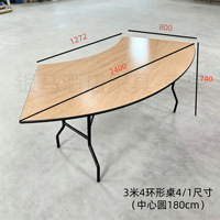 Table de salle à manger pliable en bois massif, style moderne et minimaliste, pour l'extérieur, vente en gros d'usine, taille personnalisable pour mariages, forme circulaire