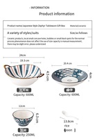 Assiette à salade en porcelaine de style japonais, en céramique peinte à la main pour la maison, assiette rétro de restaurant