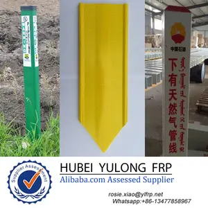 Poste de señal de advertencia de utilidad compuesto de fibra de vidrio flexible amarillo de 76 pulgadas, estaca marcadora para cable de fibra óptica