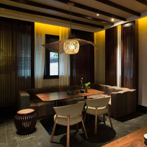 Lustre en osier fait à la main Art cuisine Vintage Led bambou tissé rotin suspension pour Restaurant - Product Image 4