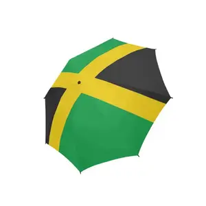 Op Maat Gemaakte Goedkope Prijs 3d Print 21Inch 190T Pongee Materiaal Opvouwbare Jamaica Vlag Paraplu Voor Promotie