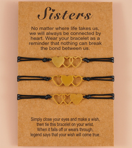 3 Pcs/Set Love Heart Sisters Card Bracelet BFF Best Friendship Confidante Forever Acier inoxydable Tressé à <span class=keywords><strong>la</strong></span> main Cadeau d'anniversaire - Product Image 6