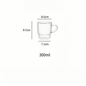 Mug en verre cristal à <span class=keywords><strong>double</strong></span> <span class=keywords><strong>paroi</strong></span> avec poignée - Isolation thermique Assiette en bois assortie Style victorien Motif de Noël pour café/thé - Product Image 5