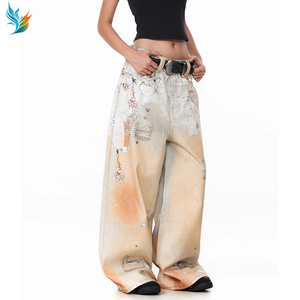 <span class=keywords><strong>Pantalones</strong></span> Vaqueros de Mezclilla con Logotipo Personalizado, Tejido Blanco, Totalmente Estampados, Corte Recto, Estilo Y2K para <span class=keywords><strong>Hombre</strong></span> - Product Image 2