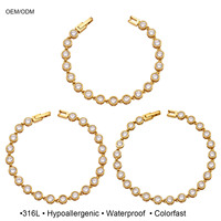 Bracelet tendance pour femme en acier inoxydable 316L plaqué or 18 carats, orné de zircons cubiques, fait main, anti-ternissement, style Ins Super Flash Star, luxe