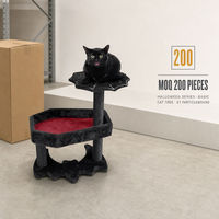 Arbre à chat Halloween avec ailes de chauve-souris, tour à chat en panneau de particules E1, griffoir, mobilier d'intérieur pour animaux de compagnie