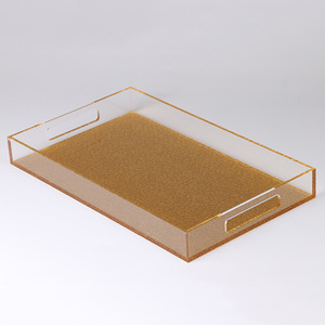 <span class=keywords><strong>Plateau</strong></span> présentoir en acrylique transparent personnalisable <span class=keywords><strong>plateau</strong></span> à collation carré de stockage de bureau durable d'usine <span class=keywords><strong>pour</strong></span> le service de thé d'hôtel - Product Image 2