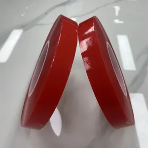 Giá rẻ Trung Quốc băng dính rõ ràng Heavy Duty mạnh mẽ nhiệt độ cao dính rộng hai mặt màu đỏ Pet Polyester Acrylic Băng