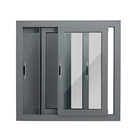 AOSTTER 2026 Ventana Corredera de Aluminio de 3 Vías con Mosquitera, Vidrio Bajo Emisivo, Doble Acristalamiento, Marco Delgado para Climas Tropicales