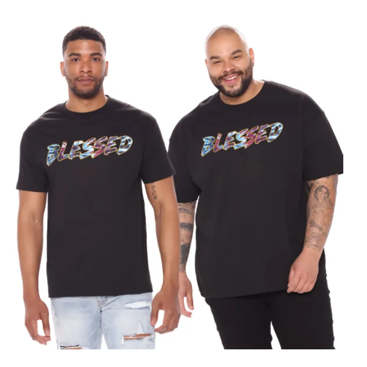 Benutzer definierte Logo Bio-Baumwolle tragen bequeme Plus Size 3D Puff geprägt T-Shirt Großhandel Mann Kleidung Print Shirt