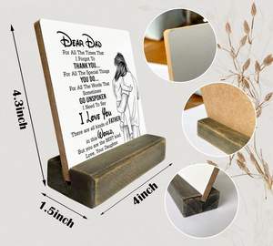 JUNJI Placa de letrero de madera significativa regalo papá hija tablero <span class=keywords><strong>querido</strong></span> papá te amo artesanía citas de pared - Product Image 6