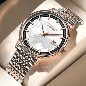 GuanQin mekanik saatler erkekler için tasarımcı tarzı lüks marka otomatik hareket paslanmaz çelik erkek mekanik saatler 16261